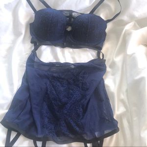Victoria Secret black navy lace lingerie 36C
